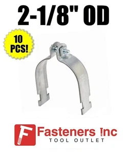 (P2039) 2-1/8" OD Electro Galvanized Unistrut / B-Line Pipe Clamps (10 Pack) - Picture 1 of 2