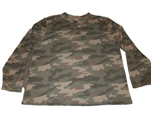 Magellan Mens 2XL Loose Fit Henley Thermal Green Camo Long Sleeve Shirt - Picture 1 of 6