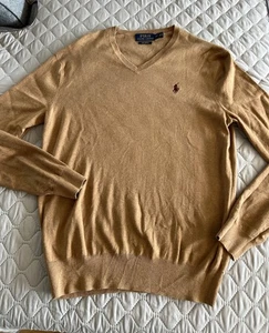 Ralph Lauren V-Neck Langarm Pullover Damen Small Petite PIMA Baumwolle Braun - Bild 1 von 3
