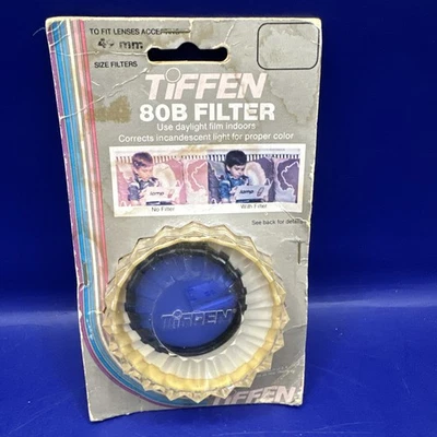 NOS Vintage Tiffen 49mm Lens Filter 80B Blue With Case And Instructions - Image 1 of 4