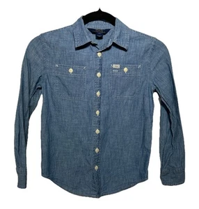 Polo Ralph Lauren Chambray Button Down Long Sleeve Shirt Blue Boy’s Size 8 - Picture 1 of 8