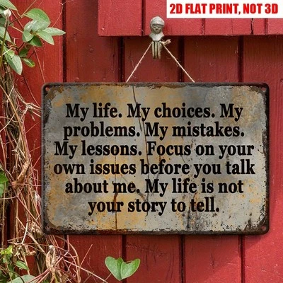 Motivational Boundaries Tin Sign Retro My Life My Story Quote Home/Office Decor - Image 1 of 4