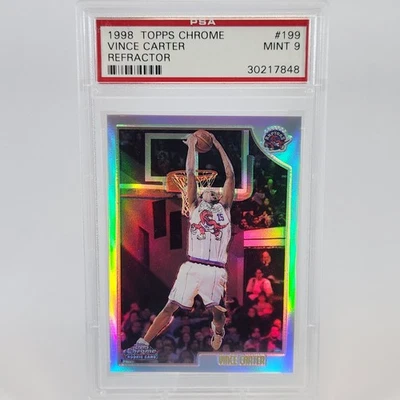 1998-99 Topps Chrome VINCE CARTER Refractor RC #199 PSA 9 MINT - Image 1 of 4
