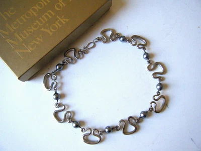 17 英寸复古 MMA Estrid Ericson Svenskt Etruscan Meander 项链黑色珍珠 — 第 1/4 张图片