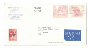 1991 Australia Frama Airmail Cover to US Set Lithuania Free Brisbane Town Post - Picture 1 of 2