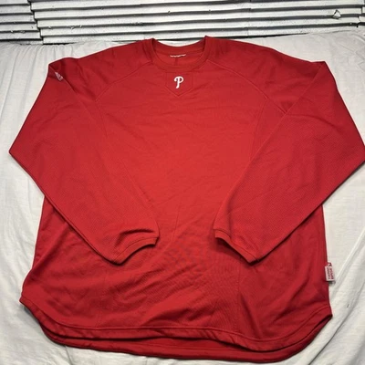 Philadelphia Phillies Sweater Mens Red MLB Baseball Pullover Therma Base Warm Up - Image 1 of 4