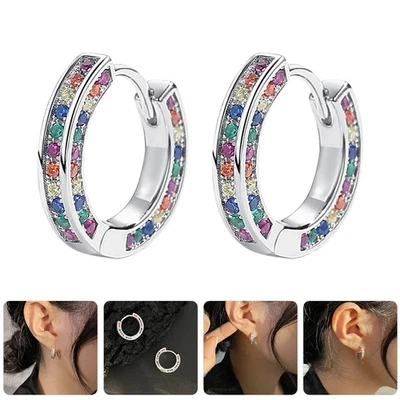 1Paar Moderne Ohrstecker mit Regenbogen Rhinestone für Frauen - Bild 1 von 4