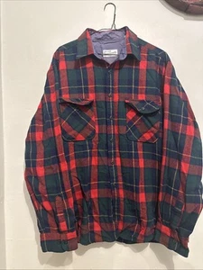 Sears Roebuck Flannel Shirt Mens XLT Vintage Wool Blend Tartan Plaid Red Green - Picture 1 of 9