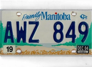MANITOBA passenger 2004 license plate "AWZ 849" - Picture 1 of 1