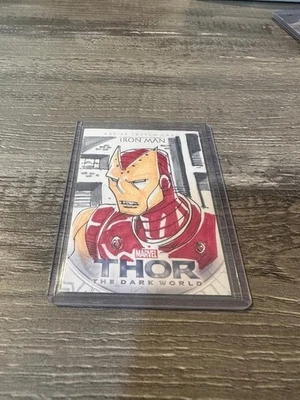 THOR THE DARK WORLD UPPERDECK 2013 IRON MAN CS7 SKETCH BY ? - Image 1 of 2
