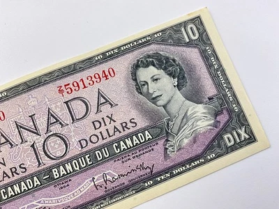 1954 Canada 10 Dollars Uncirculated Banknote ZT Prefix Beattie Rasminsky II634 - Image 1 of 4