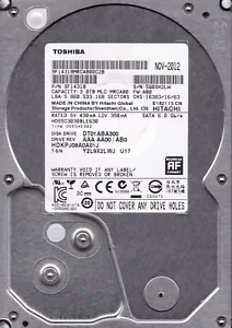 Toshiba DT01ABA300 HDS5C3030BLE630 pn: 9F14318 mlc: MRCAB0 2012 China 3TB A10-01 - Picture 1 of 3