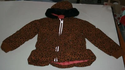 Abrigo de invierno usado Hanna Andersson niñas 130 7 10 años plumón parka guepardo animal  Foto 1 de 4