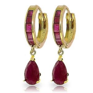 4.8 Carat 14K Solid Gold Hoop Huggie Earrings Ruby - Picture 1 of 1