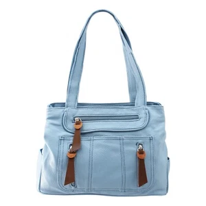 Women Grab Handle Multi Zip Pockets Tote Bag Women Crossbody Shoulder Bag YGC974 - Picture 1 of 36