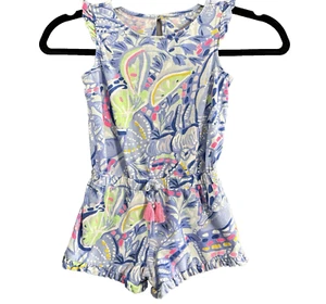 LILLY PULITZER Mädchen Strampler Gr. S 4-5 blau ärmellos Bindeband Taille Rüschensaum 49-9 - Bild 1 von 10