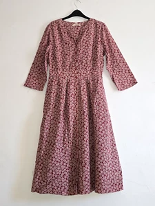 Ex Seasalt Women's 3/4 Sleeve V Neck Front Button Floral Jersey Dress ,Brick Red - Picture 1 of 5