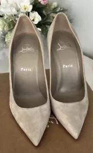 Zapatos de tacón alto CHRISTIAN LOUBOUTIN beige gamuza Kate 100 EU 38.5 - Imagen 1 de 11