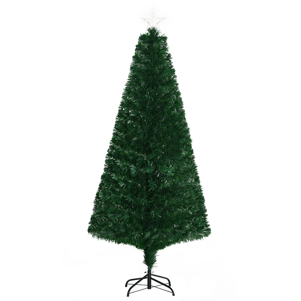 Homcom 02-0342 6' Pre-Lit Fiber Optic Artificial Christmas Tree - Green