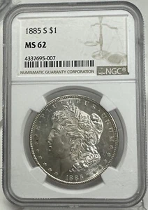 Dólar de plata Morgan 1885-S $1 San Francisco NGC MS62 - Imagen 1 de 3