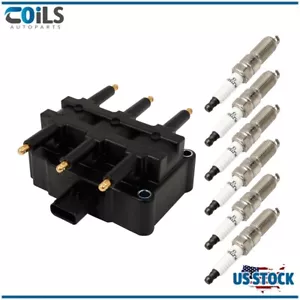 Ignition Coil and 6 Spark Plugs For Chrysler Pacifica 3.8L Dodge Caravan 3.3L - Picture 1 of 24