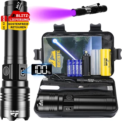 BEYSTE LED Taschenlampe Aufladbar 500000 Lumen Extrem Hell Aufladbar USB Wasserdicht
