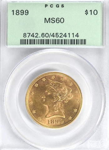 1899 $10 MS60 PCGS Cover