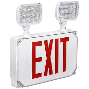 Letrero de salida rojo LED ubicación húmeda exterior luz de emergencia con cabezales ajustables - Imagen 1 de 7