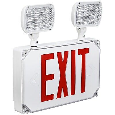 Wet Location Outdoor LED Red Exit Sign Emergency Light With Adjustable Heads • 59.99$