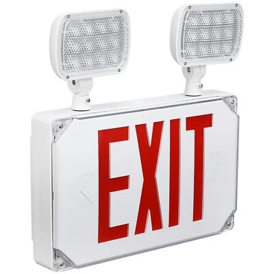 LEONLITE Wet Location Outdoor LED Red Exit Sign Emergency Light with Adjustable Heads
