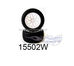 15502W Paire Roues Pneus et Jantes Blanc Complet 1/10 Rally Voiture HIMOTO 2pz - Photo 1 sur 1
