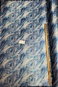 Digitally Printed Stretch Sequin on Spandex Fabric Sold BTY "Blue Waves" - Picture 1 of 9