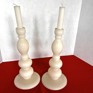 Candle In Shape Of Candlestick Holder And Candle Totally Made Of Wax VTG 13.5” - Picture 1 of 6