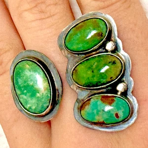 Navajo Royston Türkis Ring Gr. 8 umgekehrt offen verstellbar signiert E Thompson - Bild 1 von 13