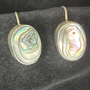 Vintage ATI Mexico 925 Sterlingsilber Abalone Muschel Ohrhänger Haken Ohrringe 8,1 g - Bild 1 von 11