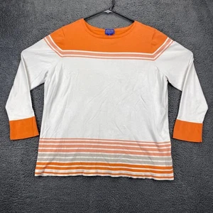 Pendleton Striped Knit Top Long Sleeve Silk Blend Orange White 2X - Picture 1 of 11