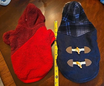 Frisco By Chewy, sudadera con capucha polar azul marino y chaquetón rojo/borgoña, talla pequeña Foto 1 de 4