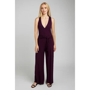 L*Space Strickpullover weites Bein Pflaume tiefer V-Ausschnitt ärmellos All Day Jumpsuit - Bild 1 von 12