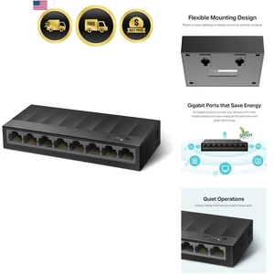 Gigabit Ethernet Switch 8 Port Unmanaged Network Switch Plug & Play - Picture 1 of 10
