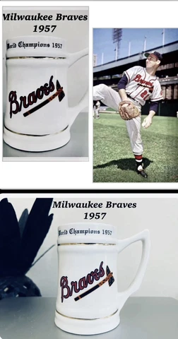Milwaukee Atlanta Braves RARE 1957 WORLD SERIES CHAMPIONS Stein Warren Spahn Cover