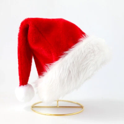 Christmas Santa Hat adult Kid warm Red and White Festive Classic Soft velvet Hat - Image 1 of 4