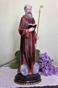 St. Benedikt Statue 13 Zoll Harz Innen Außen Unglaubliche Details - Bild 1 von 6