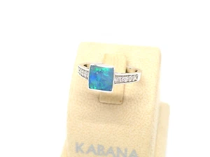 Auténtico Anillo Kabana Oro Blanco 14k, Ópalo Cuatro Estrellas Premium, Diamantes, Talla 7.75 - Imagen 1 de 11