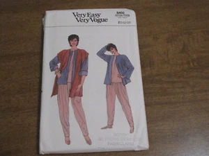 VOGUE VERY EASY PANTS, TOP, VEST & JACKET SEWING PATTERN #8402 SIZE 12 - 16 - Picture 1 of 2