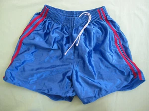 Short Bleu et rouge Nylon Vintage 80'S football Made in France Polyamide - 90 - Picture 1 of 3
