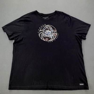 Camiseta Life Is Good Crusher Para Hombre Talla 3XL Signo del Zodiaco Cáncer Desteñido Negra Foto 1 de 4
