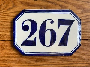Antique Hand Painted House Number Early 20th Century Porcelain on Ceramic - Picture 1 of 1