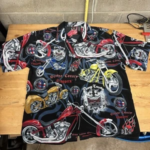 Vintage Orange County Choppers Shirt Mens XL Motorcycle Aloha OCC Hawaiian AOP - Picture 1 of 9
