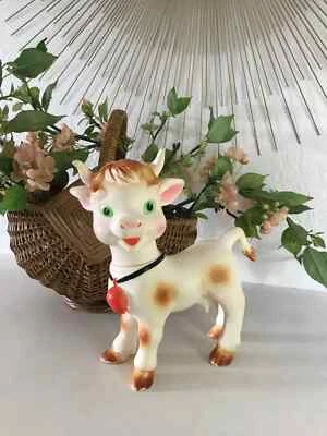 24⚜️ Ancien Jouet Grande Figurine Vache Delacoste Pouet Made In France Vintage - Photo 1/4