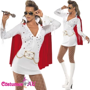 Ladies White 50s Elvis Presley Viva Las Vegas Fancy Dress Costume Outfit - Picture 1 of 6